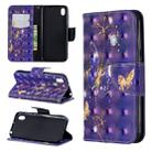 3D Colored Drawing Pattern Horizontal Flip Leather Case for  Huawei Y7 / Y7 Prime 2019, with Holder & Card Slots & Wallet(Purple Butterfly) - 1