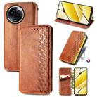 For Realme 11 5G Global Cubic Grid Pressed Magnetic Leather Phone Case(Brown) - 1