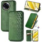For Realme 11 5G Global Cubic Grid Pressed Magnetic Leather Phone Case(Green) - 1
