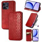 For Realme C53 Cubic Grid Pressed Magnetic Leather Phone Case(Red) - 1