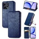 For Realme C53 Cubic Grid Pressed Magnetic Leather Phone Case(Blue) - 1