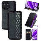 For Realme 11 4G Global Cubic Grid Pressed Magnetic Leather Phone Case(Black) - 1