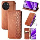 For Realme 11 4G Global Cubic Grid Pressed Magnetic Leather Phone Case(Brown) - 1