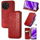 For Realme 11 4G Global Cubic Grid Pressed Magnetic Leather Phone Case(Red) - 1