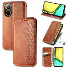 For  Realme C67 4G Cubic Grid Pressed Magnetic Leather Phone Case(Brown) - 1