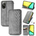 For  Realme C67 4G Cubic Grid Pressed Magnetic Leather Phone Case(Grey) - 1