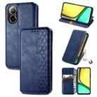 For  Realme C67 4G Cubic Grid Pressed Magnetic Leather Phone Case(Blue) - 1