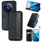 For Realme 12 Pro Cubic Grid Pressed Magnetic Leather Phone Case(Black) - 1