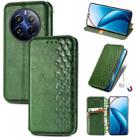 For Realme 12 Pro Cubic Grid Pressed Magnetic Leather Phone Case(Green) - 1
