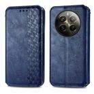 For Realme 12 Pro+ Cubic Grid Pressed Magnetic Leather Phone Case(Blue) - 1