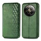 For Realme 12 Pro+ Cubic Grid Pressed Magnetic Leather Phone Case(Green) - 1