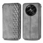 For Realme 12 Cubic Grid Pressed Magnetic Leather Phone Case(Grey) - 1