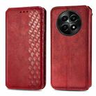 For Realme 12 Cubic Grid Pressed Magnetic Leather Phone Case(Red) - 1
