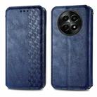 For Realme 12 Cubic Grid Pressed Magnetic Leather Phone Case(Blue) - 1