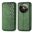 For  Realme 12+ Cubic Grid Pressed Magnetic Leather Phone Case(Green) - 1