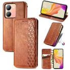 For vivo Y78 Cubic Grid Pressed Magnetic Leather Phone Case(Brown) - 1