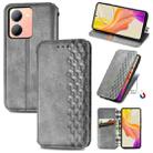 For vivo Y78 Cubic Grid Pressed Magnetic Leather Phone Case(Grey) - 1