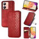 For vivo Y78 Cubic Grid Pressed Magnetic Leather Phone Case(Red) - 1