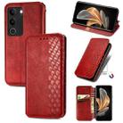 For vivo S17 Cubic Grid Pressed Magnetic Leather Phone Case(Red) - 1