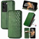 For vivo S17 Cubic Grid Pressed Magnetic Leather Phone Case(Green) - 1