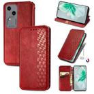 For vivo S18 Cubic Grid Pressed Magnetic Leather Phone Case(Red) - 1