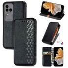 For vivo S18 Pro Cubic Grid Pressed Magnetic Leather Phone Case(Black) - 1