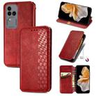 For vivo S18 Pro Cubic Grid Pressed Magnetic Leather Phone Case(Red) - 1