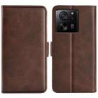 For Xiaomi 13T Dual-side Magnetic Buckle Horizontal Flip Leather Phone Case(Brown) - 1