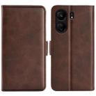 For Xiaomi Redmi 13C 4G Dual-side Magnetic Buckle Horizontal Flip Leather Phone Case(Brown) - 1