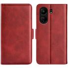 For Xiaomi Redmi Note 13C Dual-side Magnetic Buckle Horizontal Flip Leather Phone Case(Red) - 1