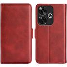 For Xiaomi Redmi Turbo 3 Dual-side Magnetic Buckle Horizontal Flip Leather Phone Case(Red) - 1