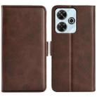 For Xiaomi Redmi Note 13R 5G Dual-side Magnetic Buckle Horizontal Flip Leather Phone Case(Brown) - 1