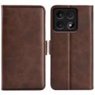 For Xiaomi 14T Pro Dual-side Magnetic Buckle Horizontal Flip Leather Phone Case(Brown) - 1