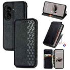 For  ASUS Zenfone 10 Cubic Grid Pressed Magnetic Leather Phone Case(Black) - 1