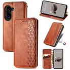 For  ASUS Zenfone 10 Cubic Grid Pressed Magnetic Leather Phone Case(Brown) - 1