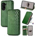 For  ASUS Zenfone 10 Cubic Grid Pressed Magnetic Leather Phone Case(Green) - 1