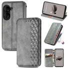 For  ASUS Zenfone 10 Cubic Grid Pressed Magnetic Leather Phone Case(Grey) - 1