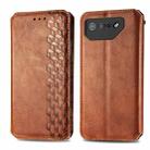 For ASUS ROG Phone 7 Cubic Grid Pressed Magnetic Leather Phone Case(Brown) - 2