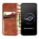 For ASUS ROG Phone 7 Cubic Grid Pressed Magnetic Leather Phone Case(Brown) - 3