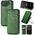 For ASUS ROG Phone 7 Cubic Grid Pressed Magnetic Leather Phone Case(Green) - 1