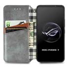 For ASUS ROG Phone 7 Cubic Grid Pressed Magnetic Leather Phone Case(Grey) - 3