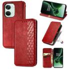 For OnePlus Nord 3 Cubic Grid Pressed Magnetic Leather Phone Case(Red) - 1