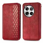 For OnePlus 12 Cubic Grid Pressed Magnetic Leather Phone Case(Red) - 1