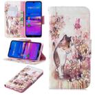 3D Colored Drawing Pattern Horizontal Flip Leather Case for Huawei Honor 8A, with Holder & Card Slots & Wallet(Cat) - 1