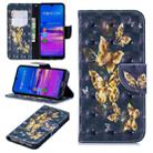 3D Colored Drawing Pattern Horizontal Flip Leather Case for Huawei Honor 8A, with Holder & Card Slots & Wallet(Black Background Butterfly) - 1