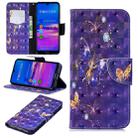 3D Colored Drawing Pattern Horizontal Flip Leather Case for Huawei Honor 8A, with Holder & Card Slots & Wallet(Purple Butterfly) - 1