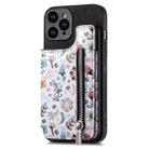 For iPhone 15 Pro Max Retro Painted Zipper Wallet Back Phone Case(Black) - 1