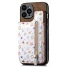 For iPhone 15 Pro Retro Painted Zipper Wallet Back Phone Case(Brown) - 1