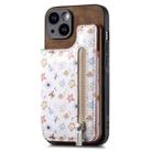 For iPhone 15 Retro Painted Zipper Wallet Back Phone Case(Brown) - 1