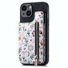 For iPhone 14 Retro Painted Zipper Wallet Back Phone Case(Black) - 1